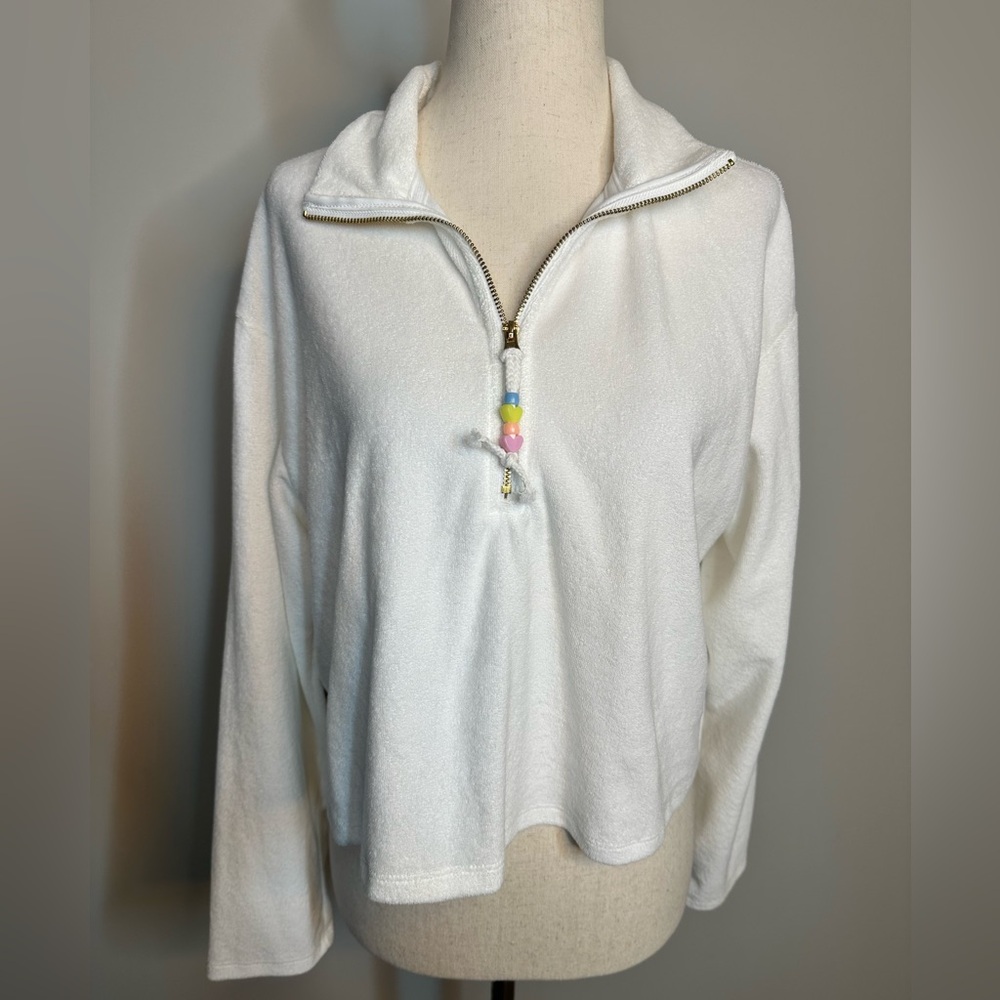 NWT sz M Stoney Clover Lane x Target white terry cropped sweatshirt